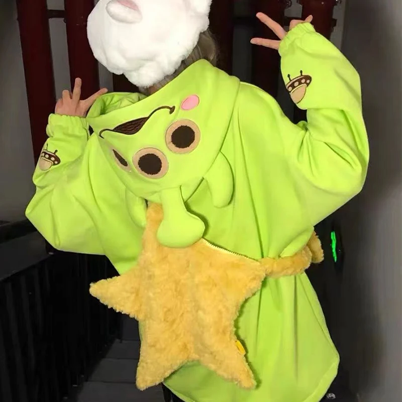 

Новый свитер Kawaii Cute Disney креативный инопланетянин осень парная мультяшная куртка с капюшоном с длинными рукавами подарок на день рождения