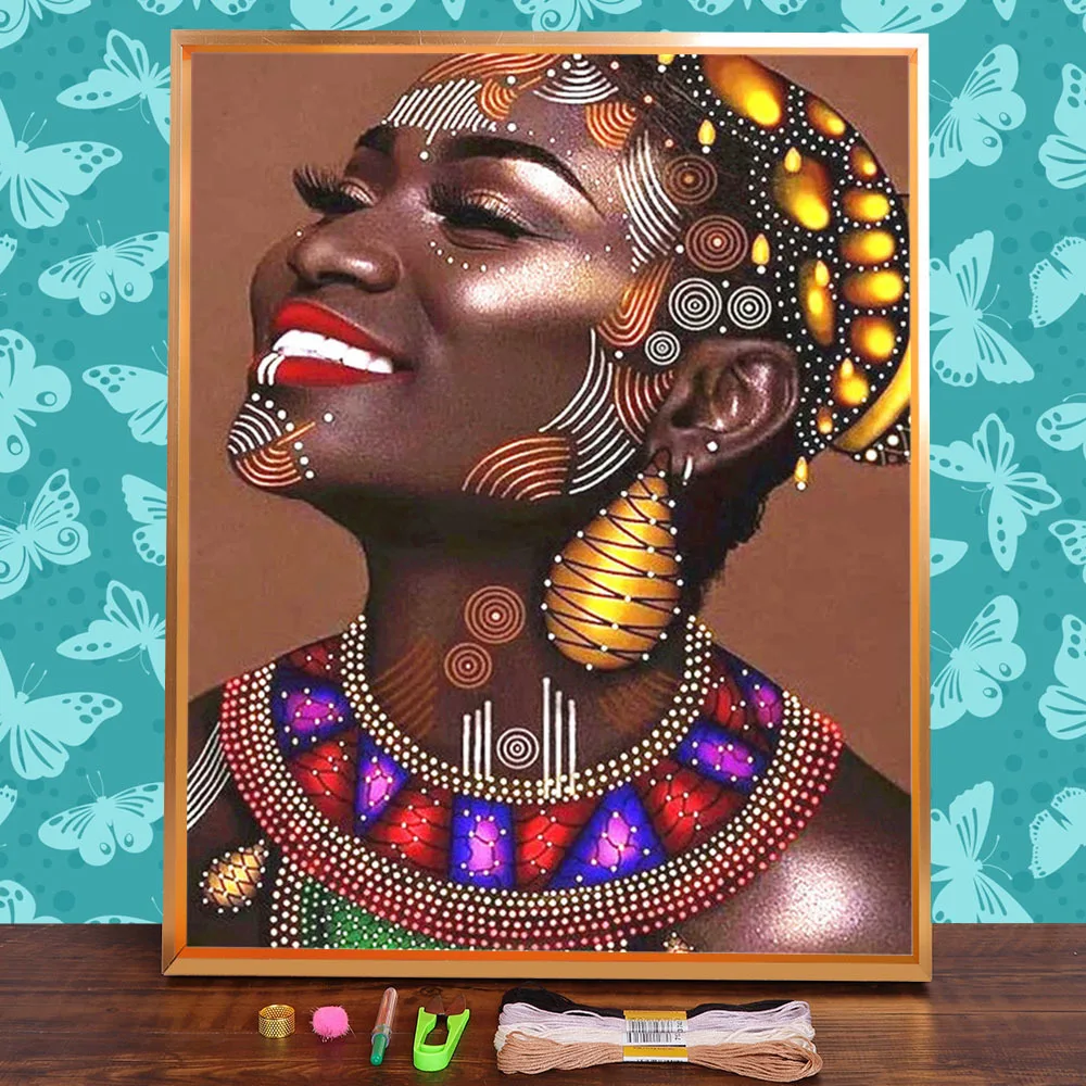 Африканская женщина печать 11CT Вышивка крестом узоры DMC нитки хобби рукоделие
