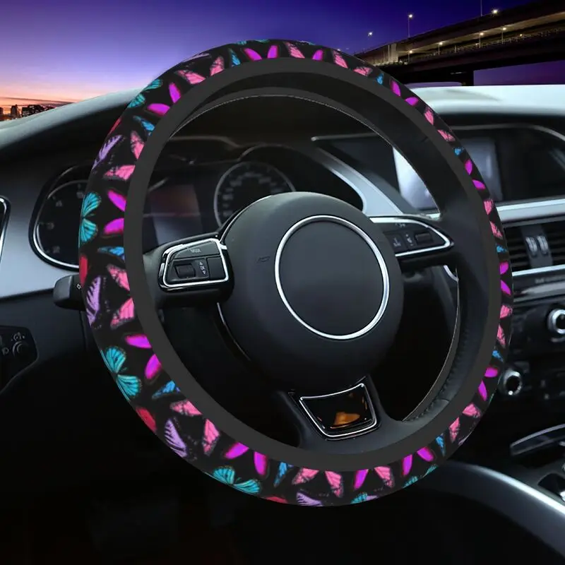 

Variety Butterflies Butterfly Steering Wheel Cover for Women Breathable Steering Wheel Protector 14.5-15 Inch Car Accessories
