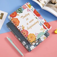 2 pcs 2022 schedule daily weekly planner notebook double coil spiral binding tape elastic bandage diary planner