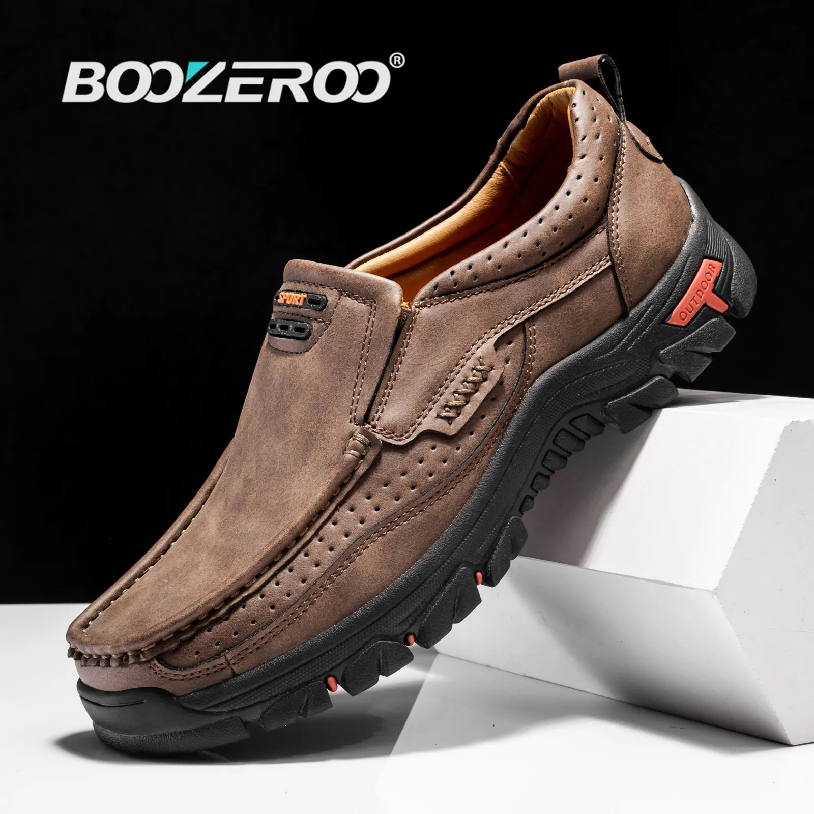 

Ботинки BOOZEROO мужские повседневные, Классические мягкие кожаные туфли, плоская подошва, деловой стиль, Мокасины, дышащие