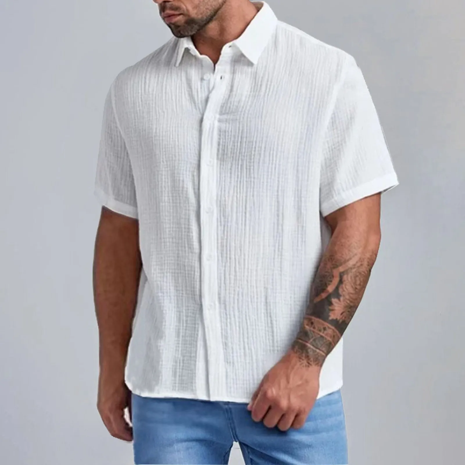 

Mens Solid Color Shirt Hawaiian Blouse Casual Solid Soft Short Sleeve Tops 2023 Loose Oversized Daily Tee Shirt For Men Clothing