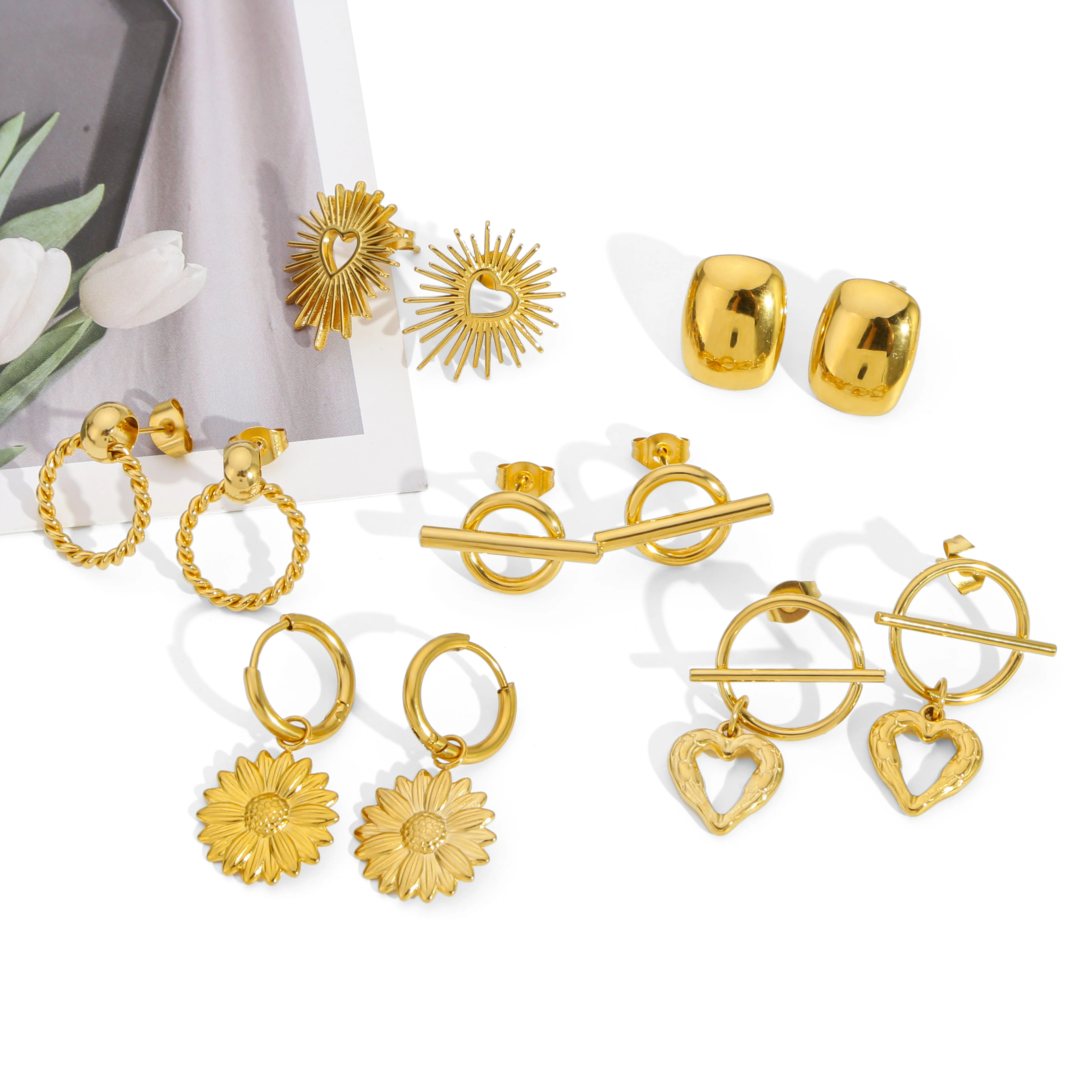 

New Classic 23 Different Styles Of Stainless Steel Earrings Serpentine Pattern European South American Women Fashion Gift Party