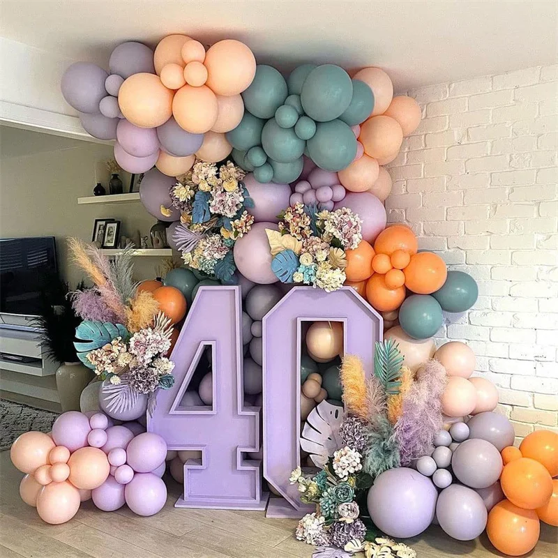

Purple Peach Dusty Blue Double Stuffed Balloon Arch Kit for Birthday Party Supplies Baby Shower Gender Reveal Wedding Decoration