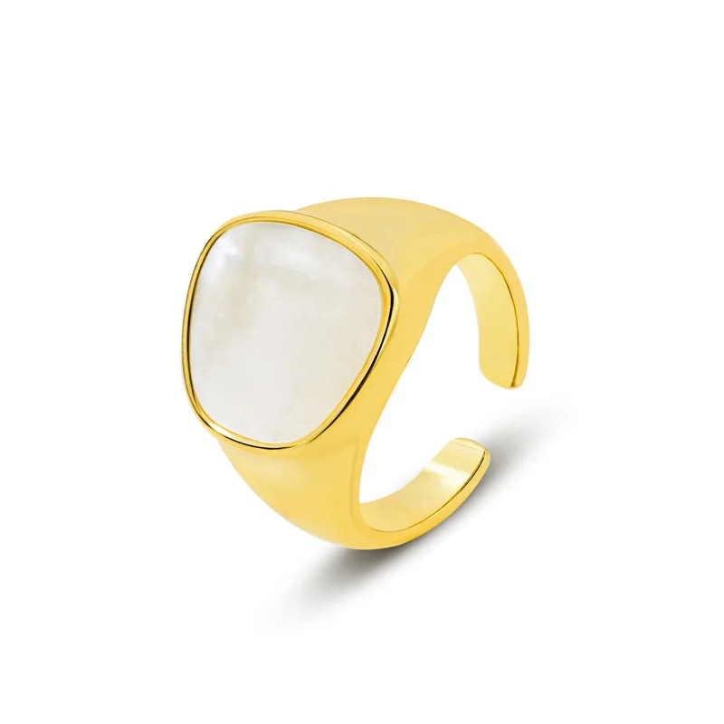 

Simple White Sea Shell Ring Minimalist 18K Gold Plated Open Ring Couple's Ring Valentine's Day Jewelry Ring Gift