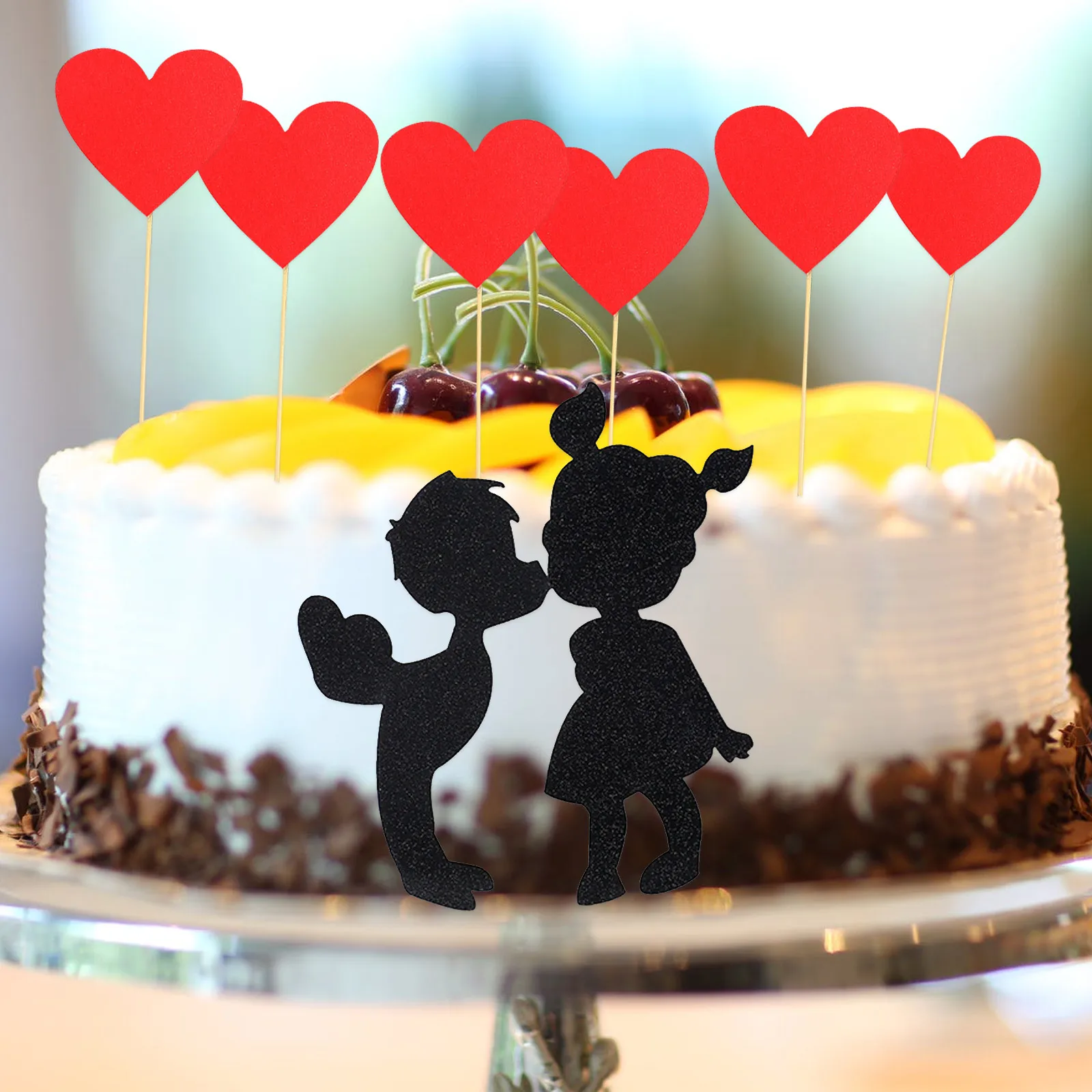 

Cake Toppers I Love you Topper Lovers Kiss Cake Flags Couple Kids Girls Happy Birthday Wedding Bride Party Baking DIY Decor Xmas