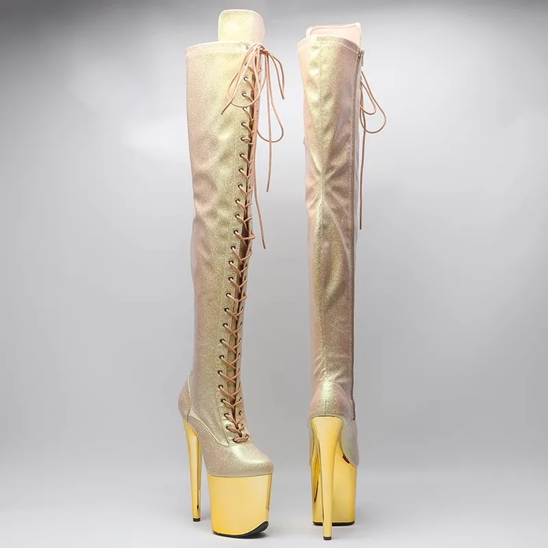 LAIJIANJINXIA/Новые женские сапоги выше колена на платформе и высоком каблуке для