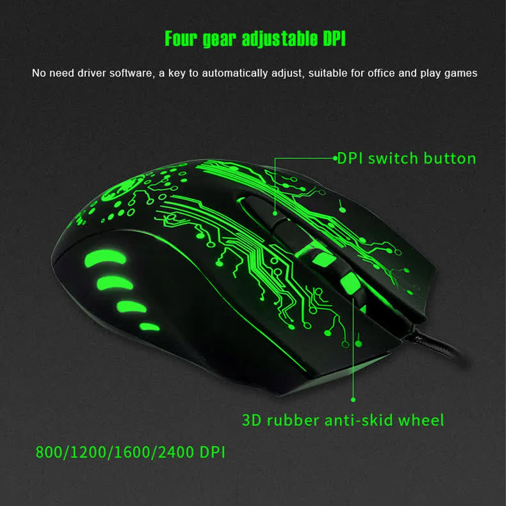 Игровая мышь, проводная компьютерная мышь, USB-мышь для геймеров, 3200 точек на дюйм, 6 кнопок, эргономичная игровая мышь Magic Game Mice X9 для ноутбука (art.: 3920d9efa4c68) - 3920d9efa4c68