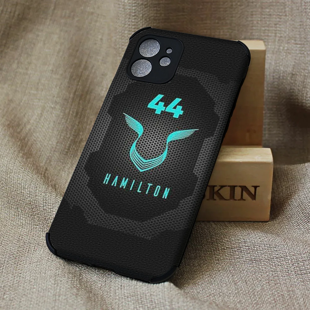 

Lambskin Four-Corner Shockproof Case For IPhone 13 12 11Pro Mini XR X XS Max 7 8 Plus SE 2020 Lewis Hamilton Car 44 Soft Cover