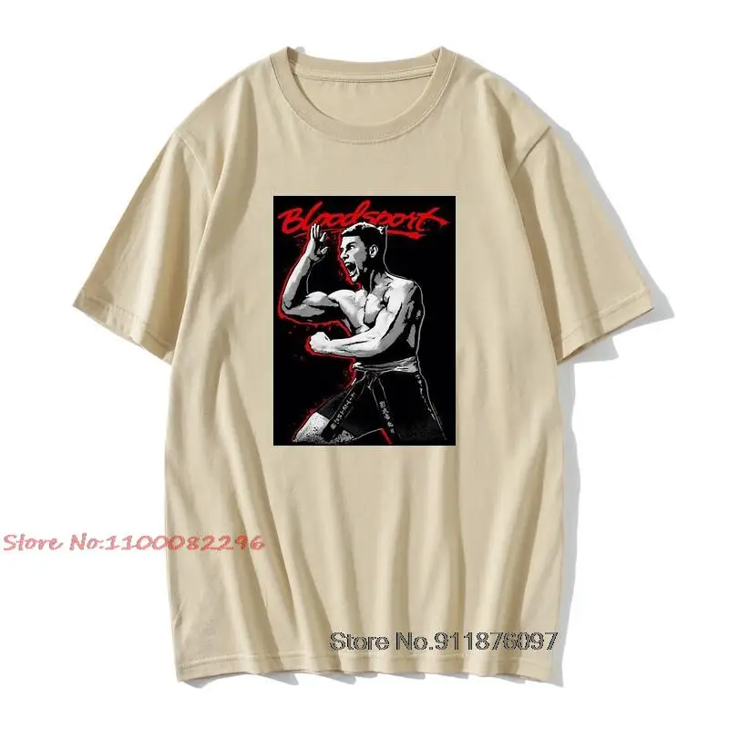 

Bloodsport Movie Poster Jean Claude Van Damme Tee Shirt Men Vintage Cotton Tee Shirt Round Collar Tshirts Graphic Tees