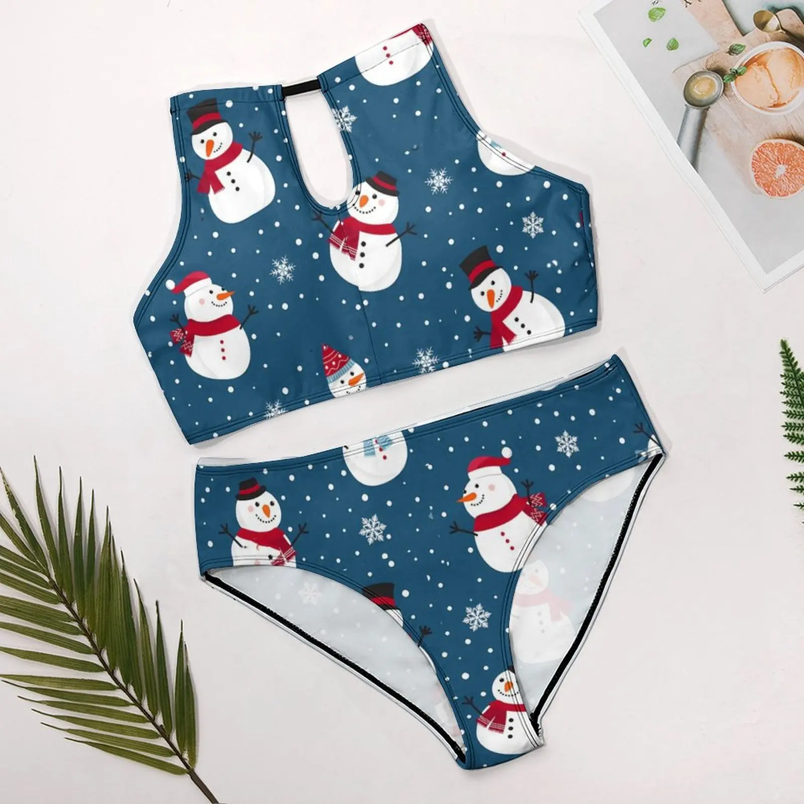 Сексуальный женский зимний Снеговик Забавный купальник бикини пуш-ап на