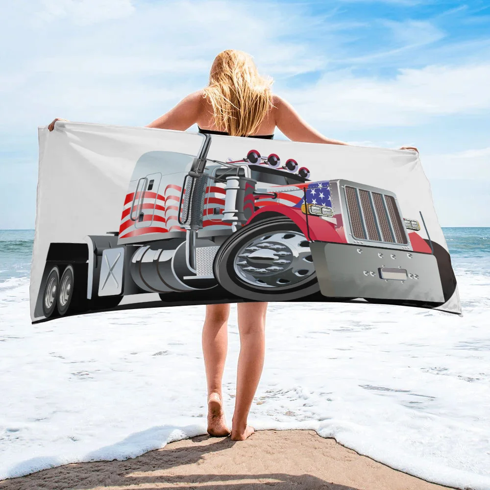 

Cartoon Truck Bath Towels Microfiber Large Beach Towel Adults Travel Washcloths Portable Spa Bathroom Face Towel