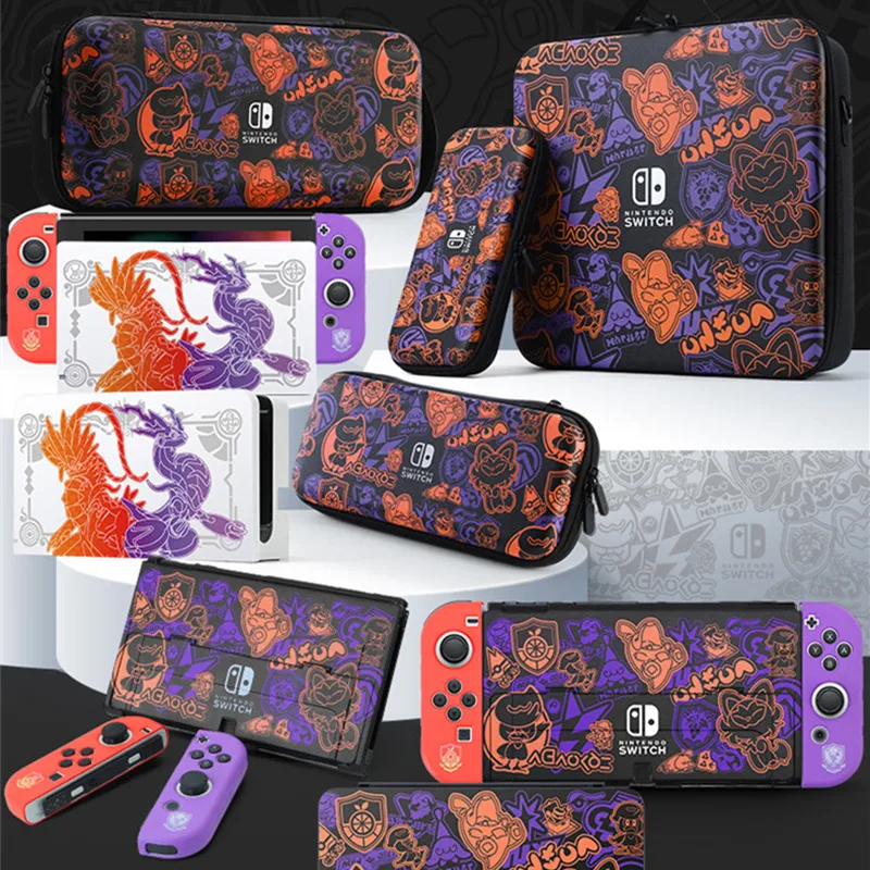 Scarlet Violet For Nintendo Switch OLED EVA Carrying Case Set Bag Base Housing Keycap Shell Game Accessories