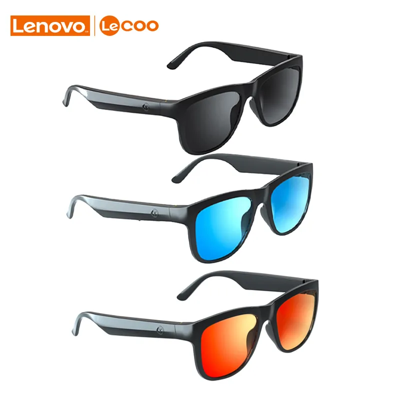   Lenovo-Lecoo C8 스마트 안경 헤드셋 무선 블루투스 선글라스, 야외 스포츠 이어폰, 전화, 음악, 안티 블루 안경 