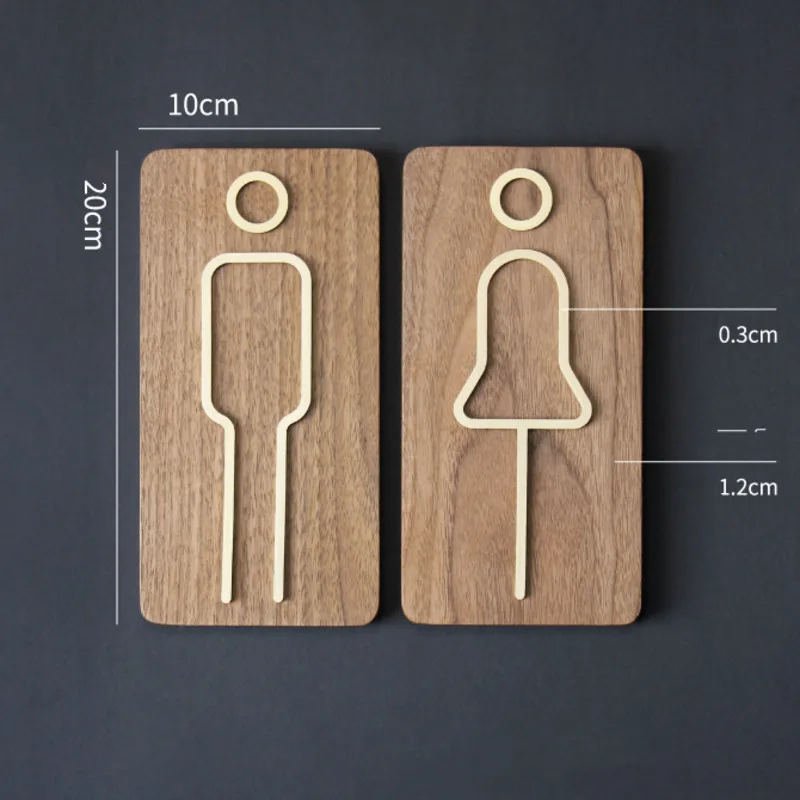 

Creative Brass Toilet Logo Men's And Women's Toilet Doorplate Wash Room Sign WC Plate Metal Signage Board