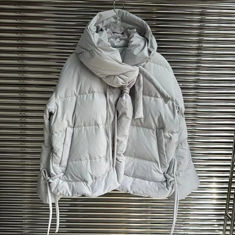 

New Winter Down Jacket Hooded Lanyard Irregular Jacket Coat Warm Fashion Hundred Women's Tops High Quality y2k