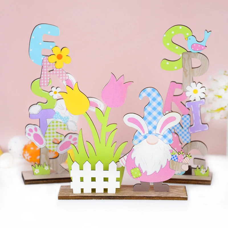 

Easter Decorations Wooden Bunny Ornament Spring Easter Decor for Home Kids Favors Faceless Gnome Bunny Rabbit Gift