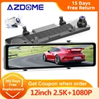 AZDOME 12 дюймов Автомобильная камера заднего вида GPS 2K + 1080P Двойная камера (бесплатно 32G TF) Автомобильный видеорегистратор сенсорный экран WDR монитор для парковки PG18S
