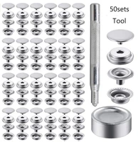 meetee 10255075sets 15mm stainless steel silver snap button fastener 201 tool kit four button snap buckle diy garment fitting