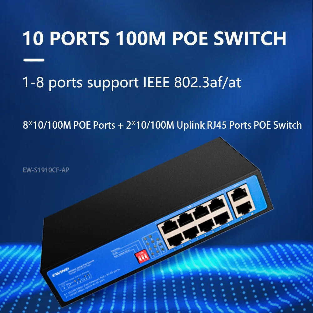 

10/100M POE Switch 6/10 Ports Ethernet Switch with SFP Slot Network Switch Unmanaged AI Smart Switch for IP Camera/Wireless AP