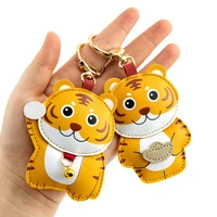2022 year of the tiger cute lucky tiger keychain auspicious meaning pu leather car bag pendant keychain