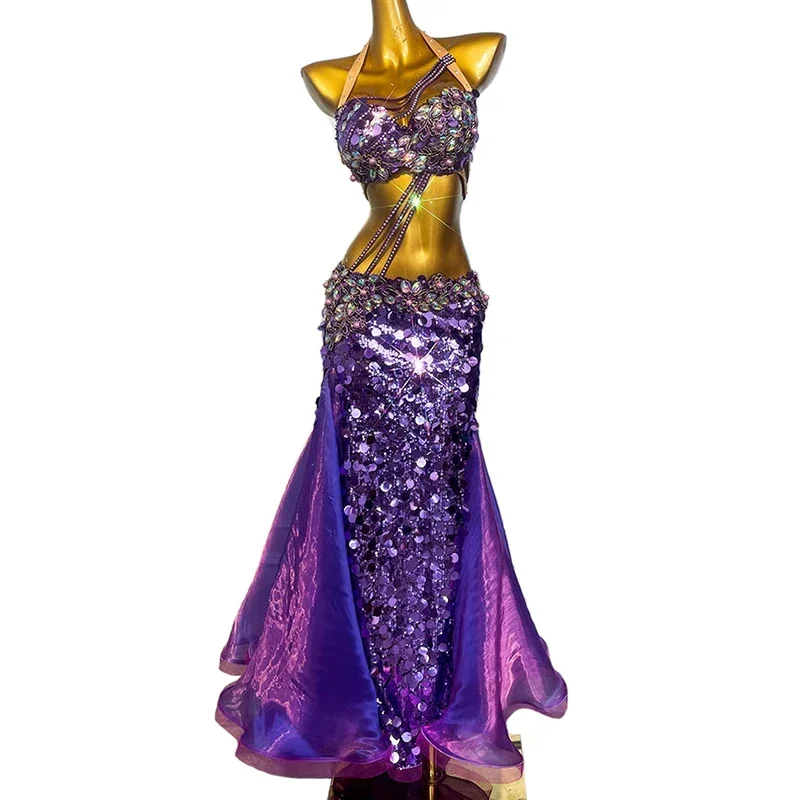 Костюм для танца живота по индивидуальному заказу женский фиолетовый комплект с