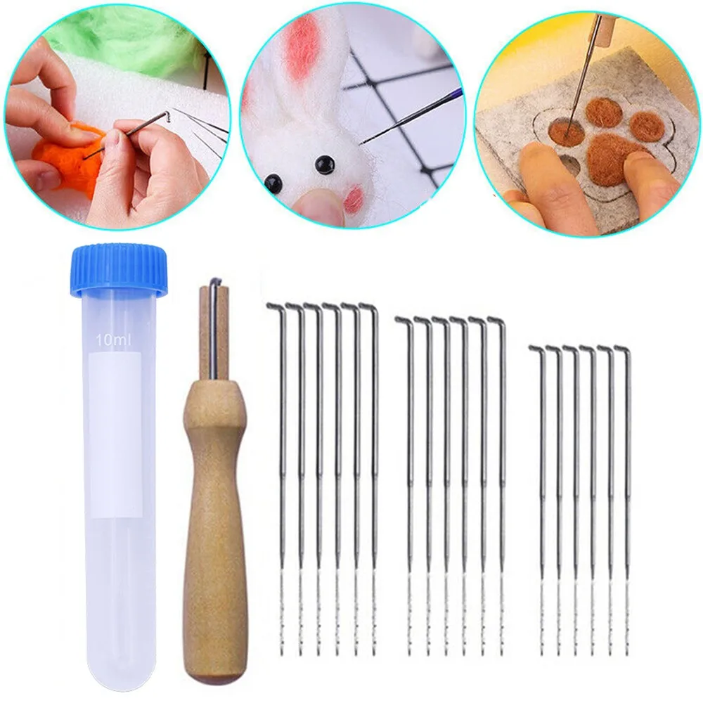 

20pcs/set Sewing Needles 3 Sizes Felting Needles Wool Felt Pocked Needles Set DIY Craft Felt Tools With Wood Handle