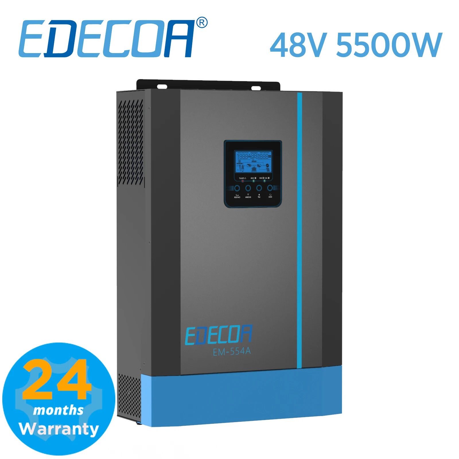 

EDECOA 5500W hybrid inverter 5.5KVA 48V 220V MPPT 110A PV 500VDC pure sine wave off grid solar inverter UPS battery charger