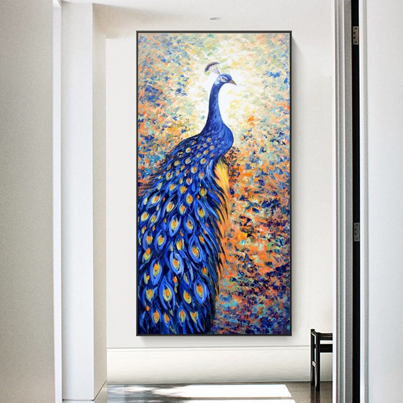 

Abstract Animals Oil Painting Wall Art Posters and Prints on Canvas Beautiful Peacock Pictures for Living Room Decor No Frame