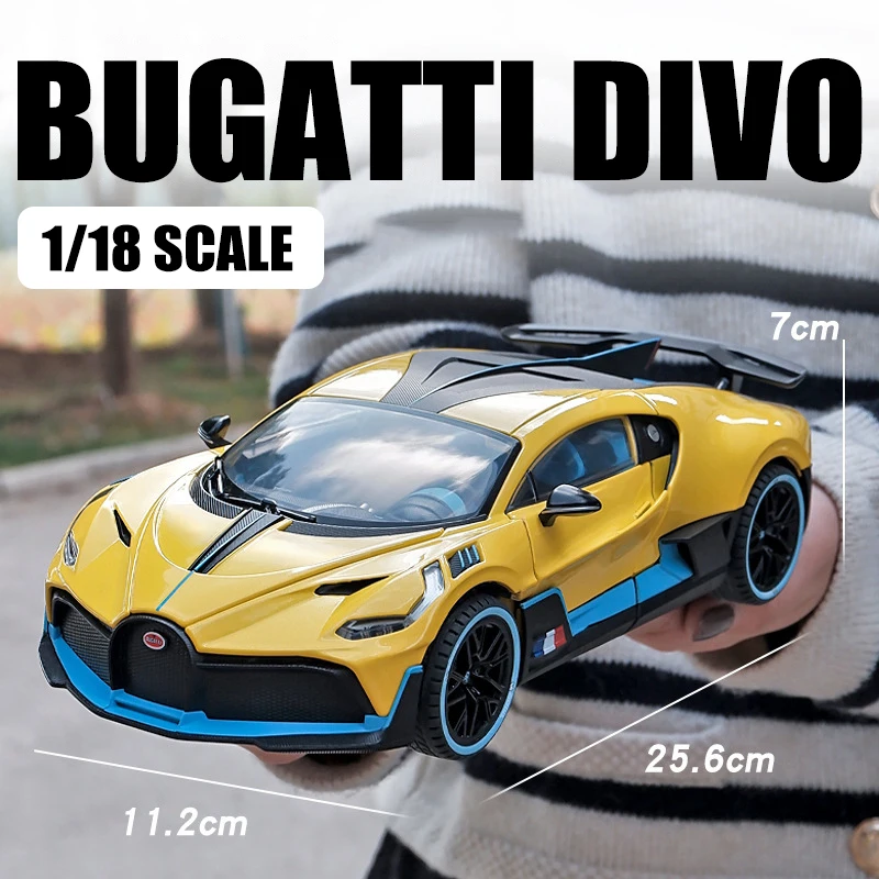 

1/18 Diecast Bugatti Divo Alloy Model Car Metal Diecast Scale Collectible Sound Light Vehicle Toy Models Children's Toy Car Gift