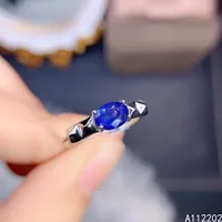 Vintage Luxury Natural Sapphire Ring 925 Sterling Silver Inlaid Women's Blue Gemstone Ring Bridal Wedding Engagement Party Gift