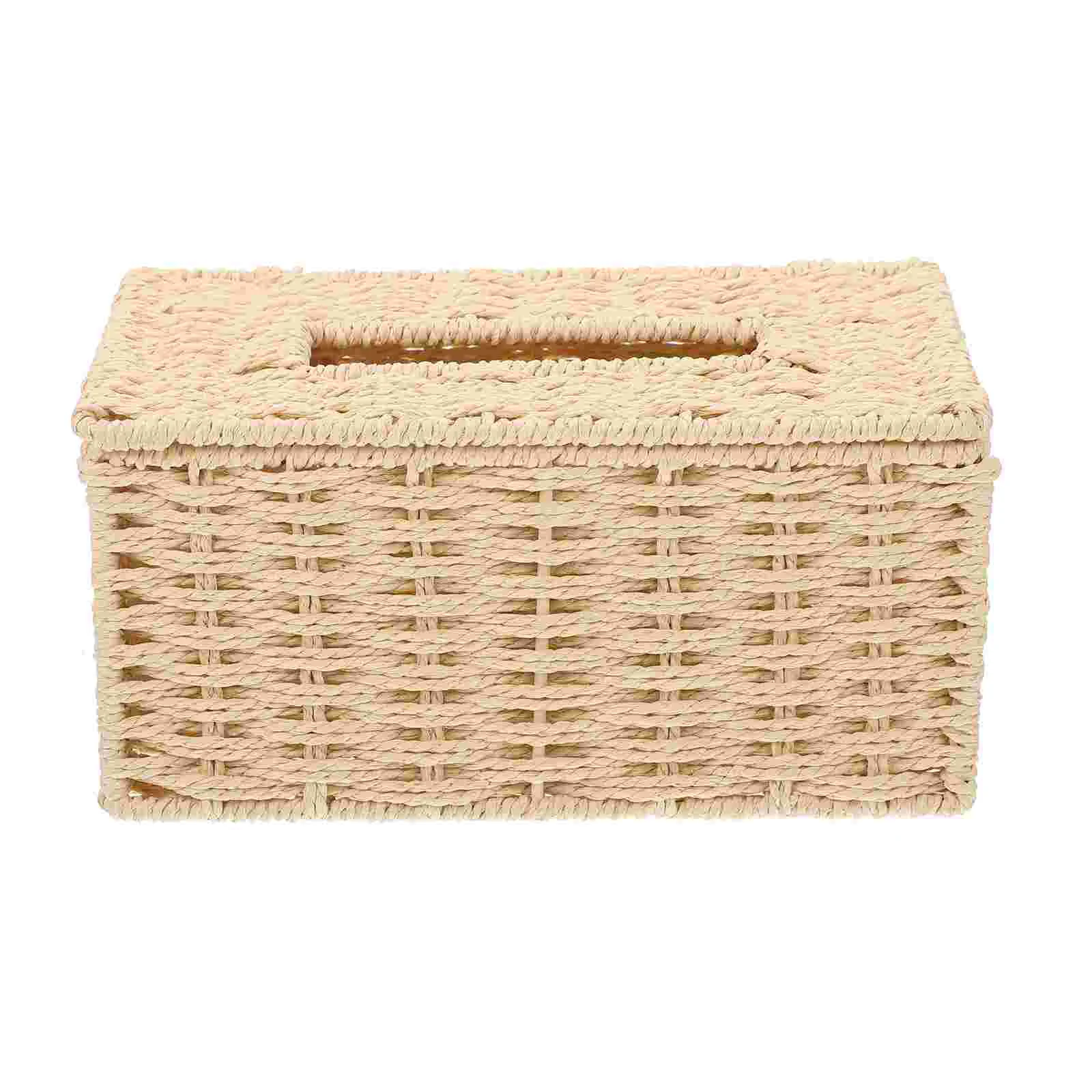 

Tissue Box Woven Cover Holder Storage Basket Paper Farmhouse Container Dispenser Cotton Small Napkin String Rope Home