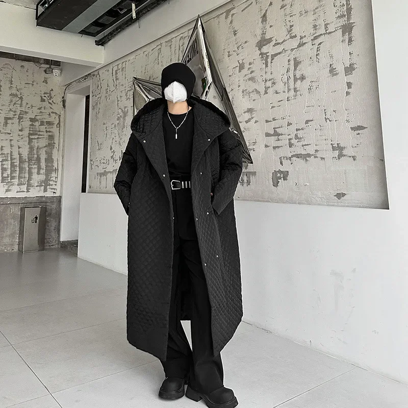 Зимнее длинное хлопковое пальто в японском стиле Mountain Village Vintagedull с капюшоном Argyle