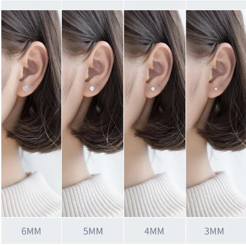 Женские серьги-гвоздики из серебра 925 пробы с муассанитом