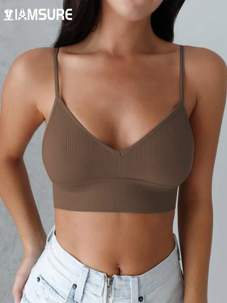 

Базовое однотонное бюстье IAMSURE на бретельках с открытой спиной, женское нижнее белье, летнее нижнее белье, бюстгальтер, спортивная одежда, ж...