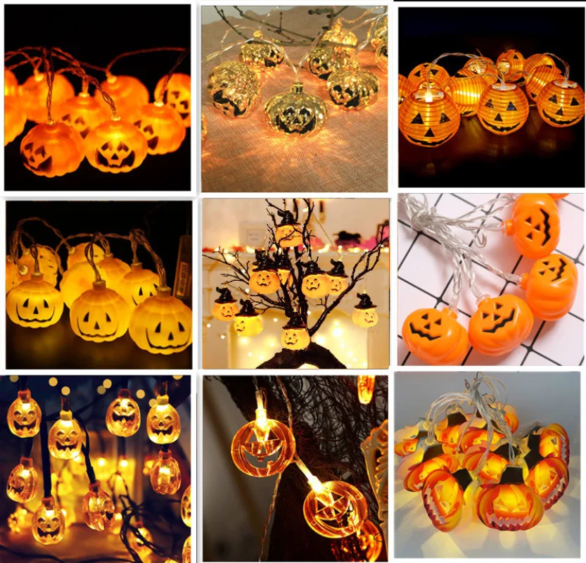 

1.5M 10LED Pumpkin Lights String Halloween Decoration Props Ghost Festival Easter Bar Layout Haunted House Pendant Lantern Decor