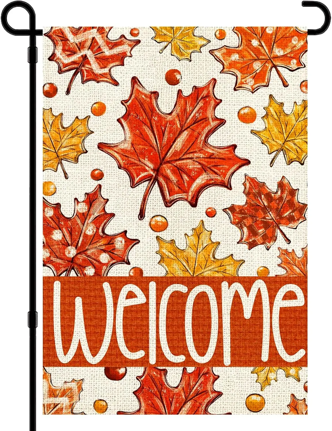 Осенний садовый флаг с кленовыми листьями 12x18 двухсторонний снаружи горошек