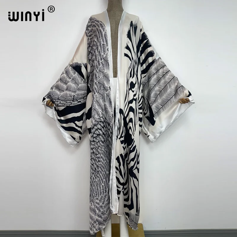 

2023 WINYI Summer party Beach Wear Swim Suit Cover up Africa women boho Cardigan stitch colorful sexy Holiday long Sleeve Kimono