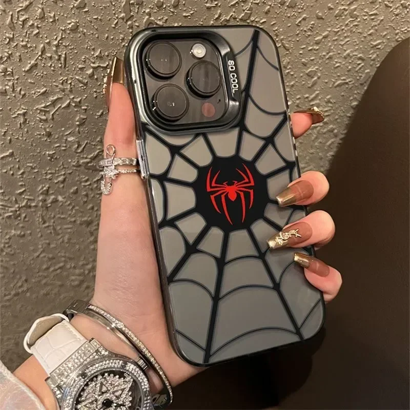 Cool Spider Man Icon Case for iPhone 16 Plus 11 12 13 14 15 Pro Max XR Marvel Character Durable Hard Plastic Shockproof Cover