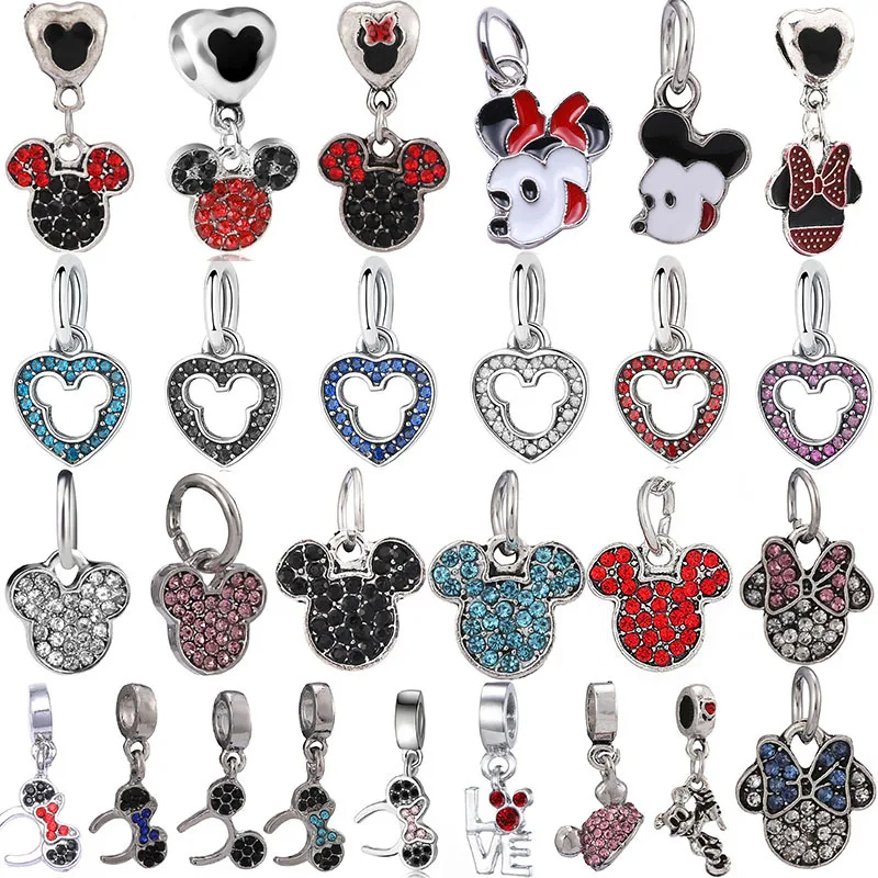 

Disney Anime Pendant Bracelet Beaded Mickey Minnie Jewelry Accessories Pandora Charms Loose Beads Women Girls Birthday Xmas Gift