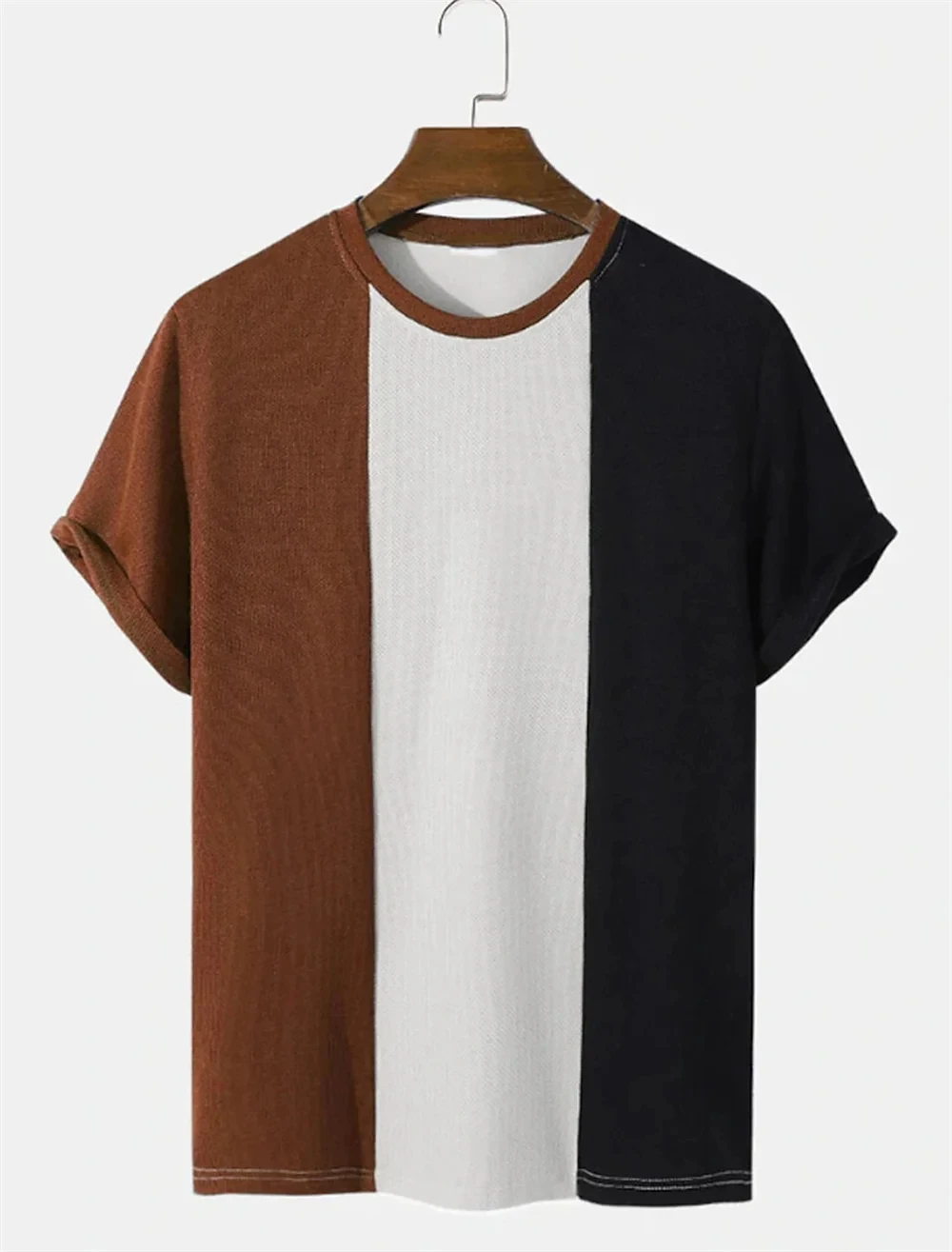 

Men's retro striped 3D printed T-shirt summer casual fun trend short sleeved round neck street personality top T-shirt clothing