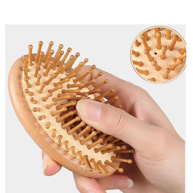 Женская Массажная бамбуковая щетка для волос антистатические