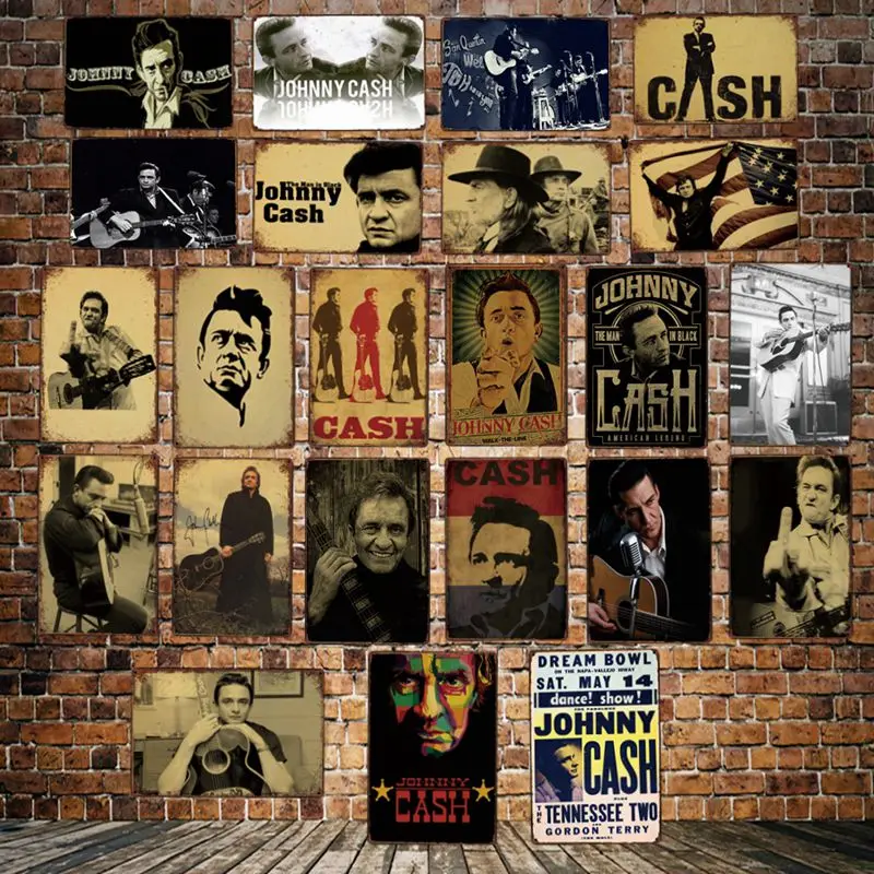

Металлический знак Джонни кэш, рок, музыка, металлические картины, жестяные знаки, оптовая продажа, декорация для бара, 1785