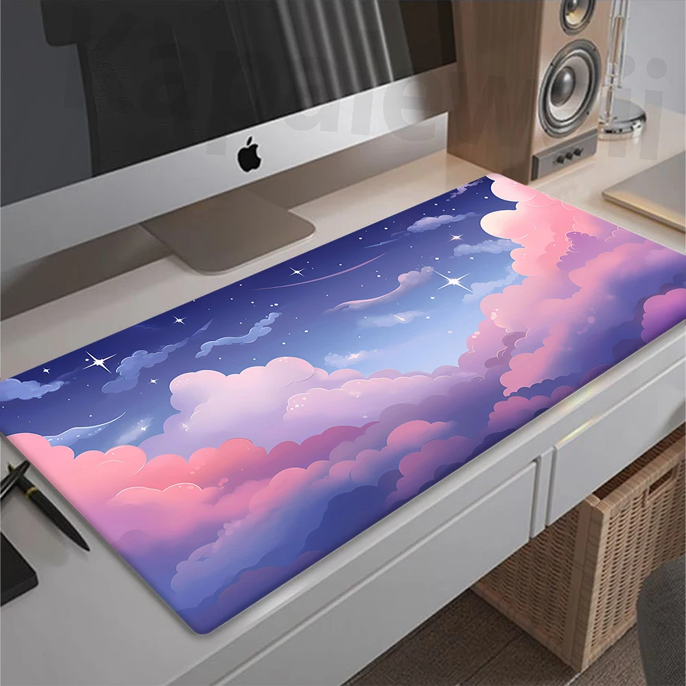 

Pink Kawaii Cloud Mousepad Gamer Star and Moon Mouse Pad Gaming Desk Mat Alfombrillas de ratón Mouse Mat Keyboard Pads 100x50cm