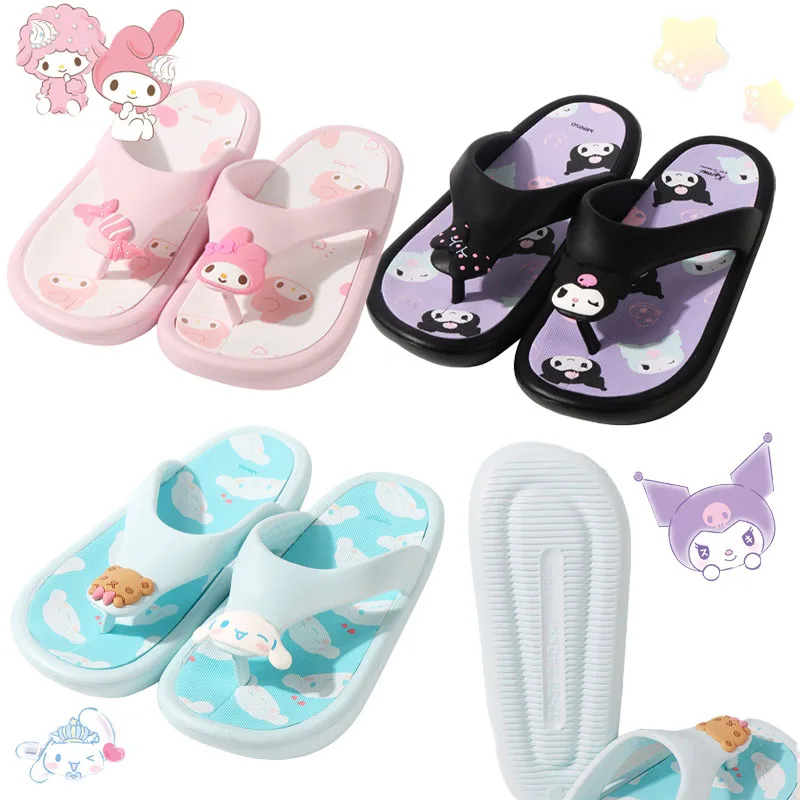 

Новинка, сандалии Sanrieod, шлепанцы My Melody Kuromi Cinnamoroll, пляжные Нескользящие шлепанцы с мультяшным рисунком, женские уличные сандалии
