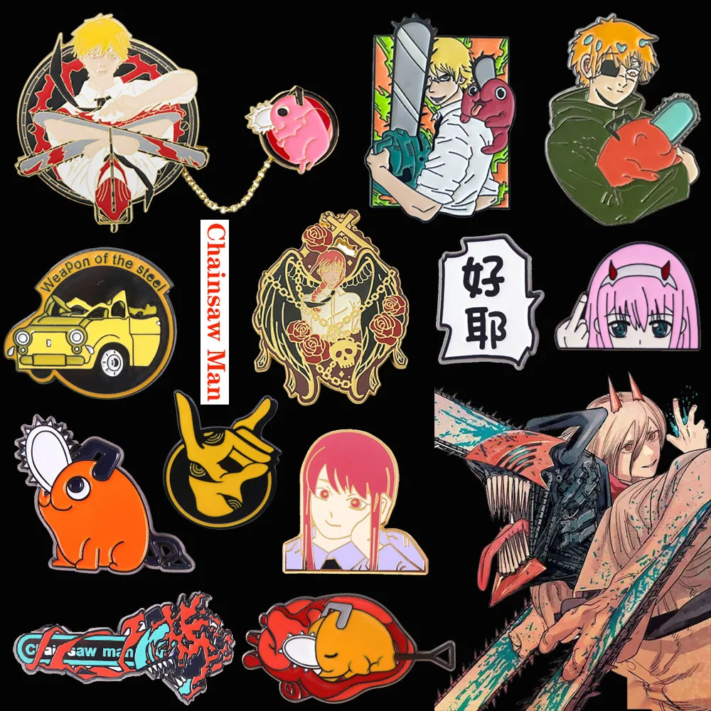 

Anime Chainsaw Man Metal Badge Denji Makima Pochita Cartoon Figure Enamel Pin Brooch On Backpack Accessories Manga Jewelry Gift