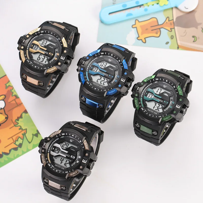 Часы мужские электронные многофункциональные спортивные светящиеся