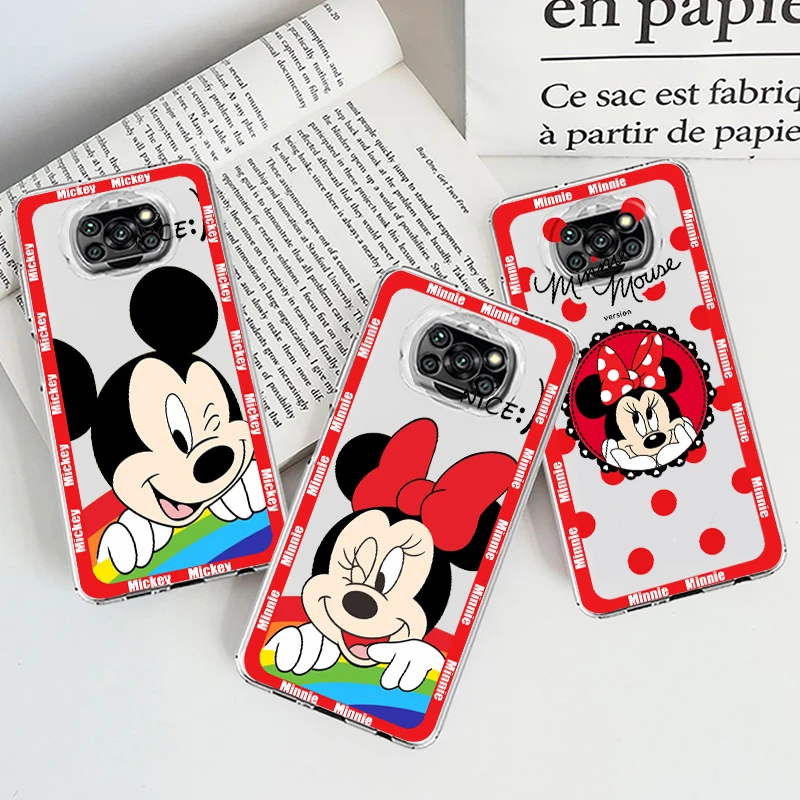 

Cartoon Minnie and Mickey Mouse For Xiaomi Mi Poco X4 X3 NFC F4 F3 GT M4 M3 M2 X2 F2 F1 Pro C3 5G Civi Transparent Phone Case