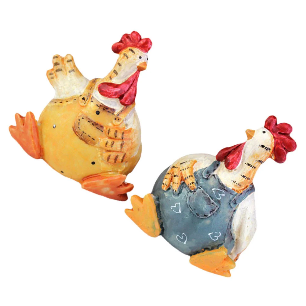 

2 Pcs Props Dining Room Table Decor Easter Desktop Chicken Gift Choice Garden Adorn Shape Resin Cartoon Lovers