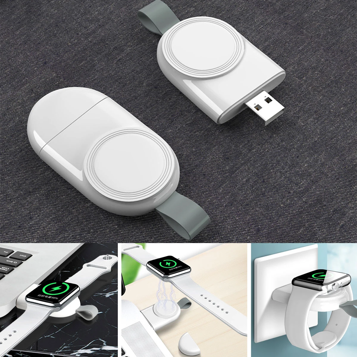 

Портативное зарядное устройство USB для часов, магнитное Беспроводное зарядное устройство для Apple Watch серии 7 6 SE 5 4 41 мм 45 мм, адаптер для беспр...
